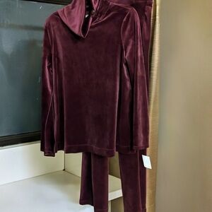 Plush Velvet Burgundy Tracksuit